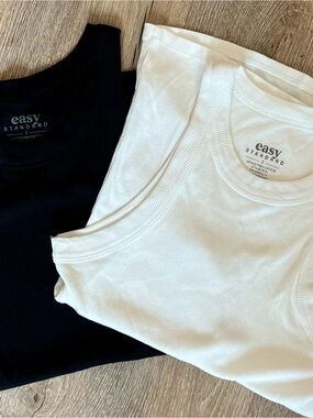 Easy Standard Ribbed Tank Tops - Black & White (2)